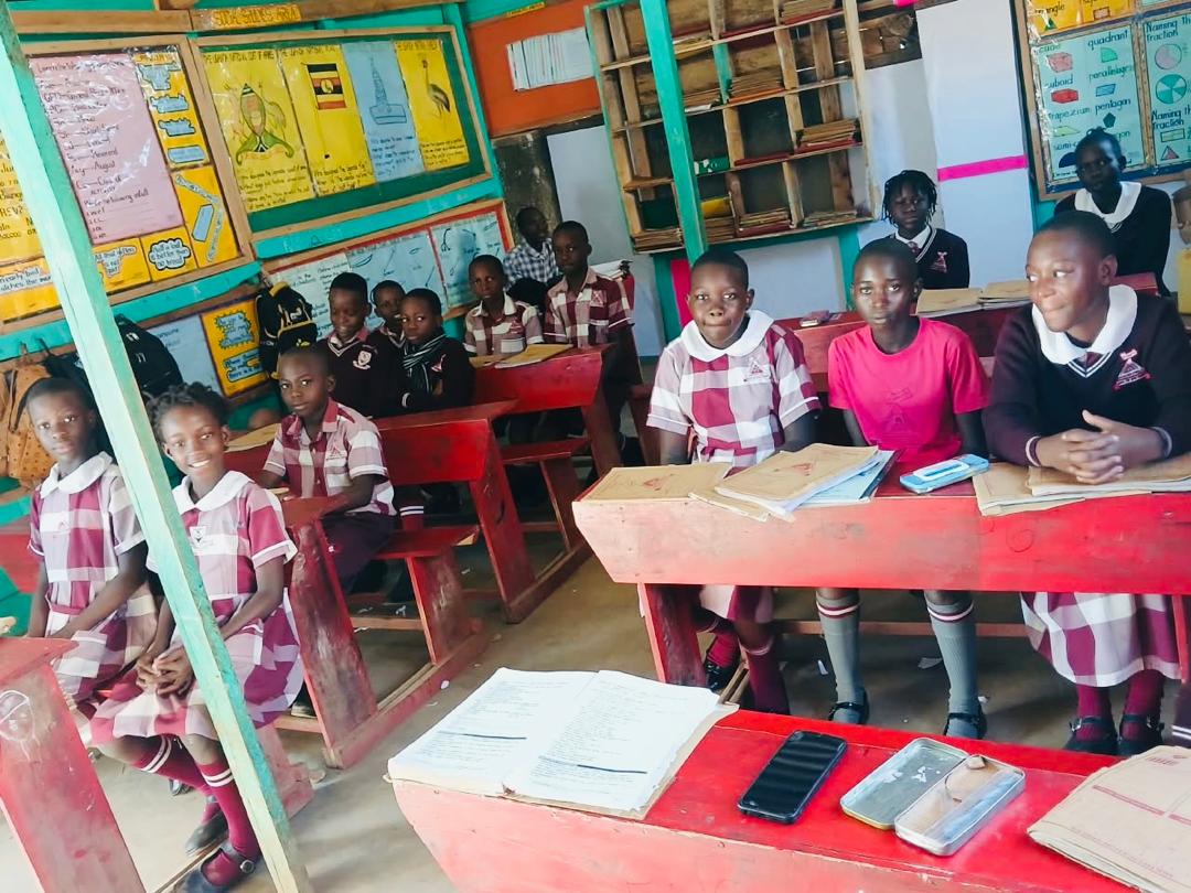 Pupils at Desks with Geometry Sets